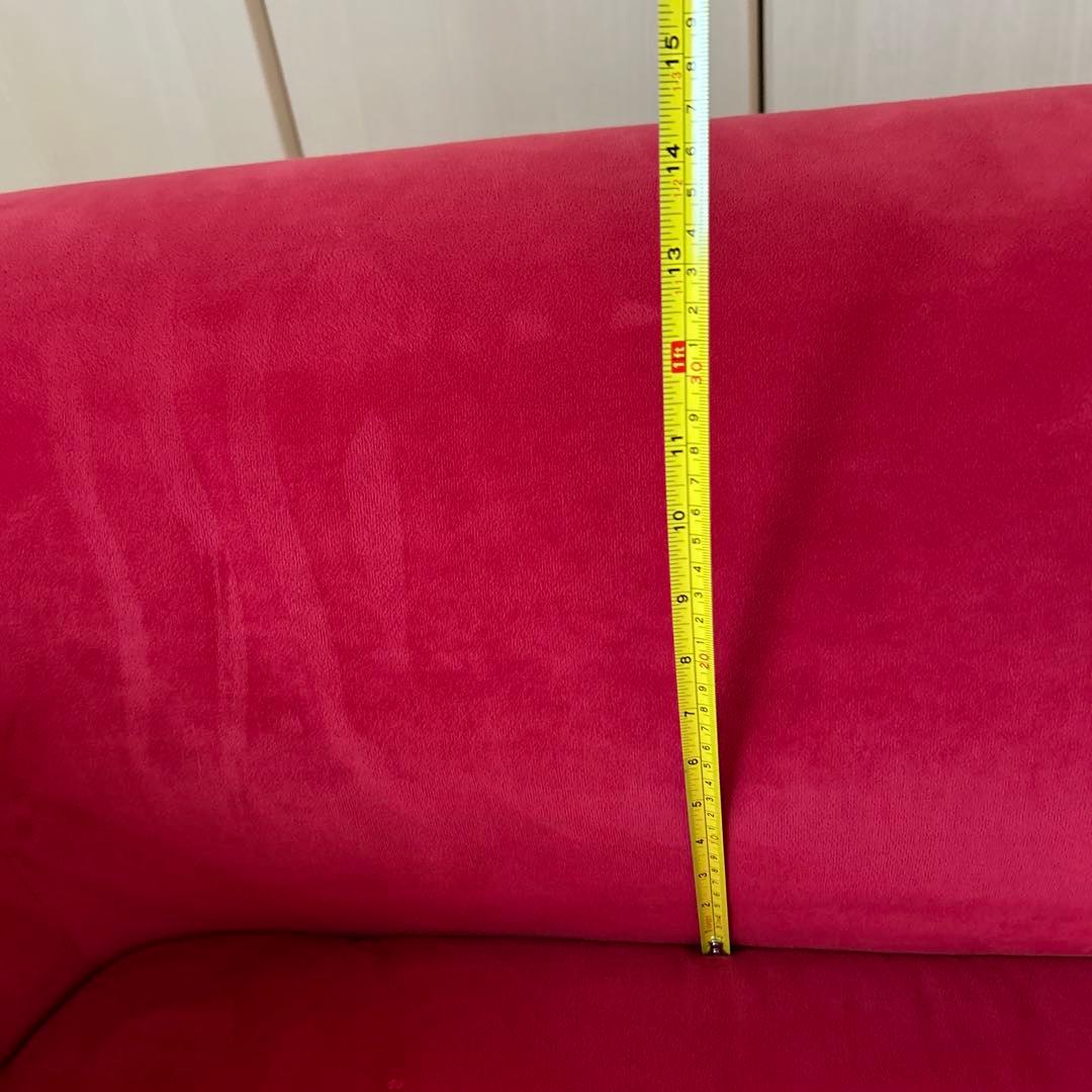 美品‼️ ソファ　2人掛け　ニトリ　コンパクト 　　　　ビロード生地張り　レッド