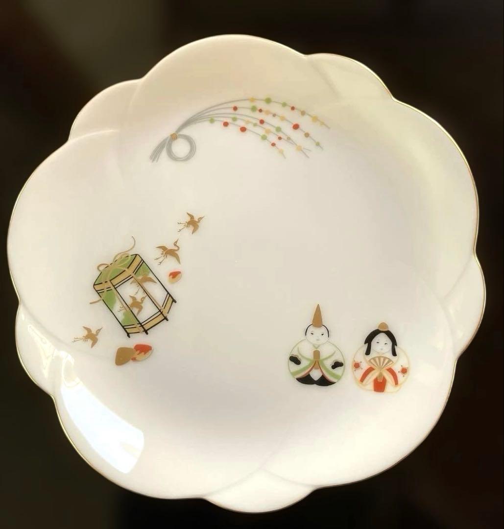 大倉陶園　ひな祭り柄　銘々皿ペア　ケーキ皿