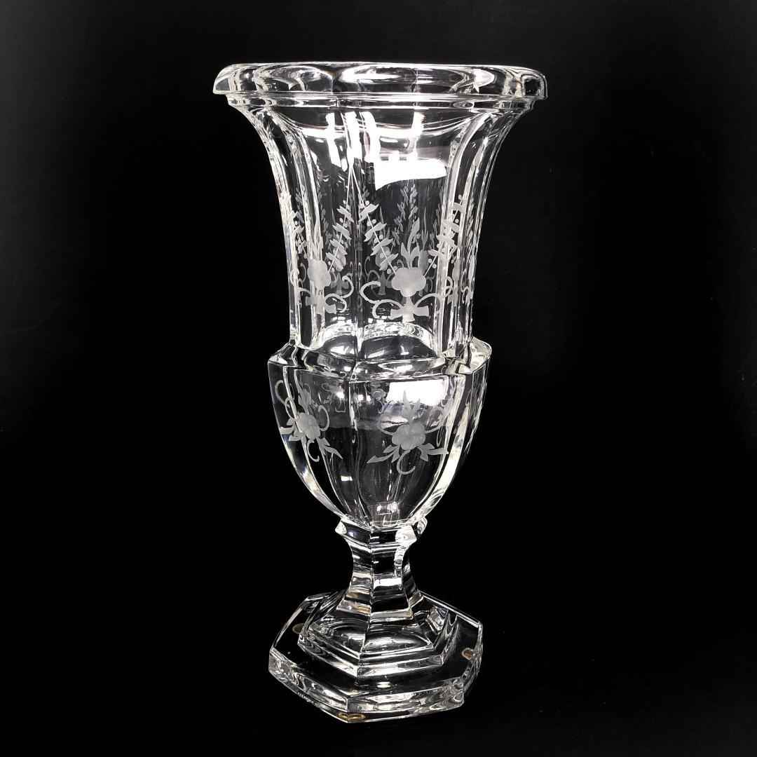 【美品】ティファニー／クリスタル フラワーベース 花瓶