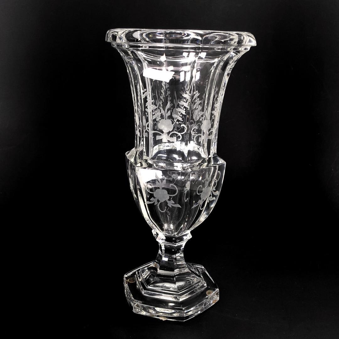 【美品】ティファニー／クリスタル フラワーベース 花瓶