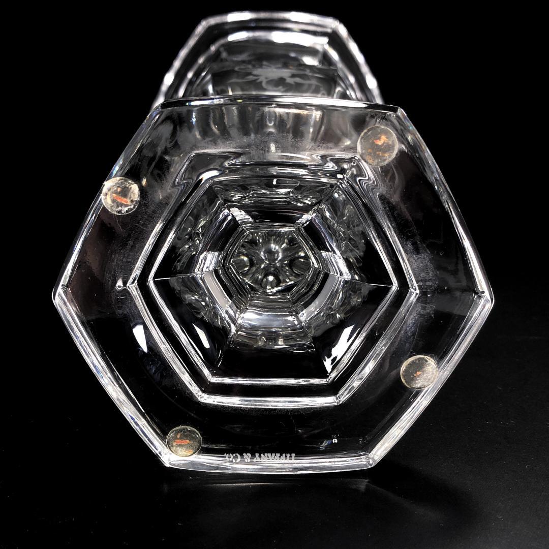 【美品】ティファニー／クリスタル フラワーベース 花瓶