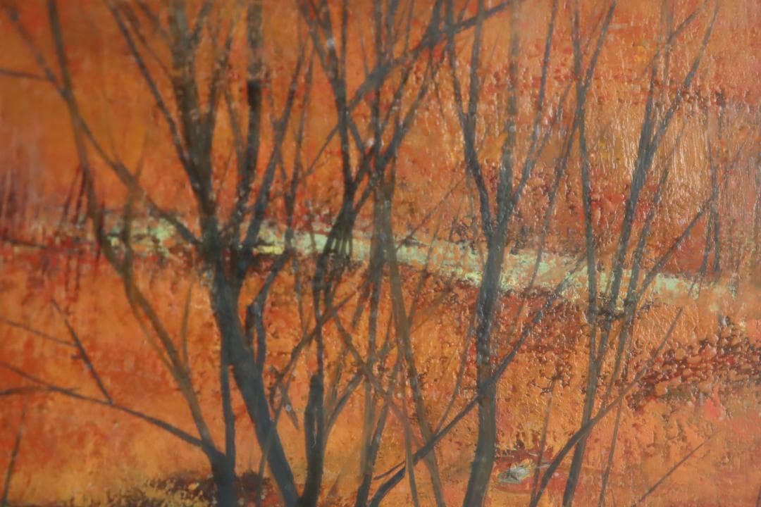 真作保証 西井義晃 「赤い風景」 油彩20号 自由美術協会会員