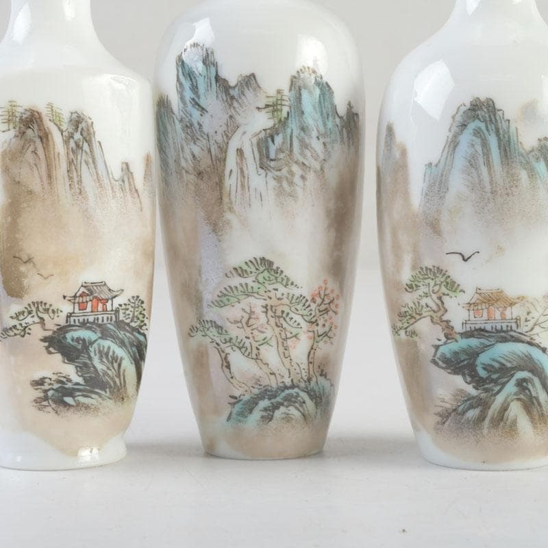 中国　景徳鎮製　薄胎粉彩　山水文　小瓶　5点　V　A72