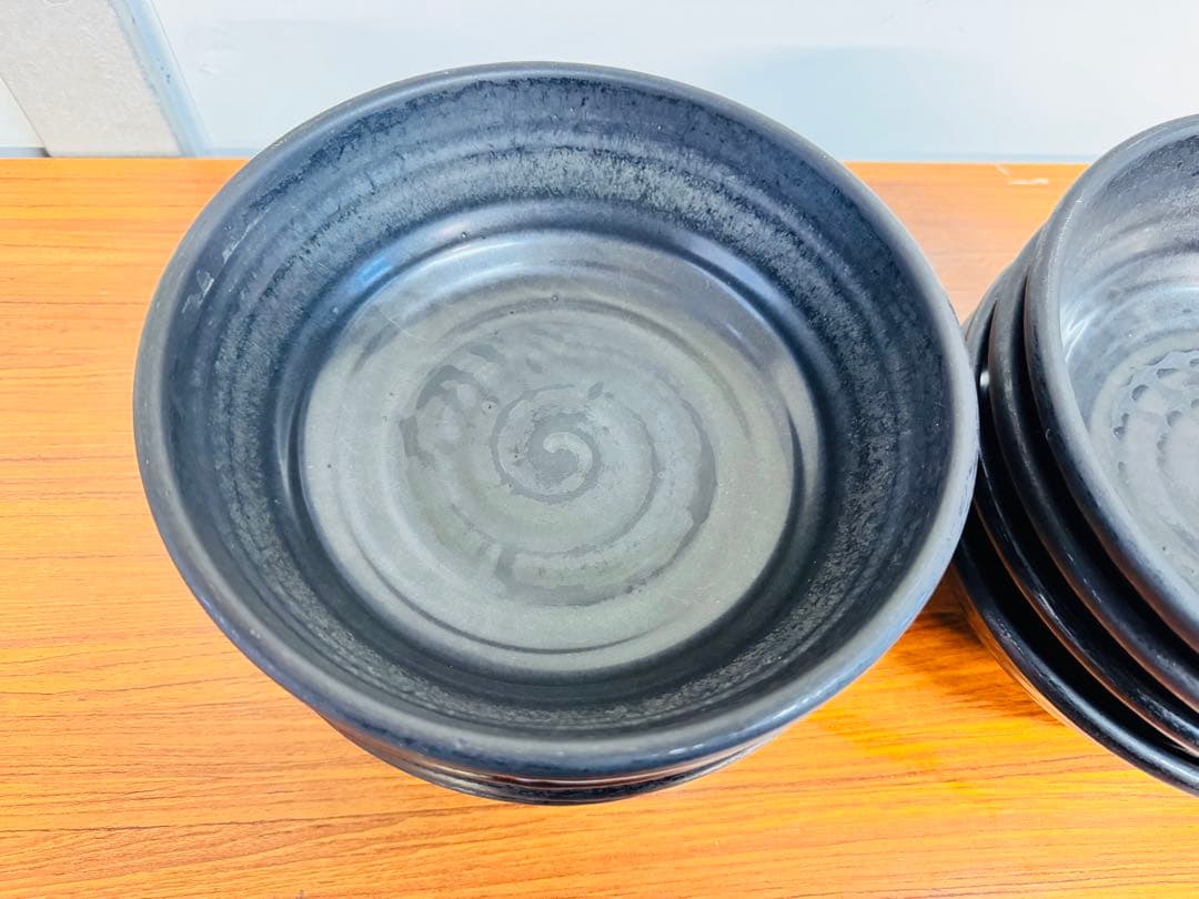 ラーメン丼 8点セット 和風 陶器 黒系 未使用保管品