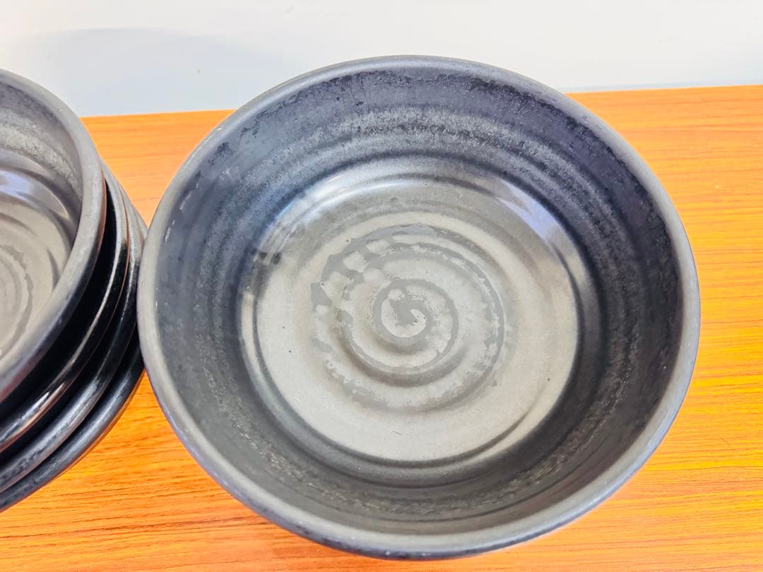 ラーメン丼 8点セット 和風 陶器 黒系 未使用保管品