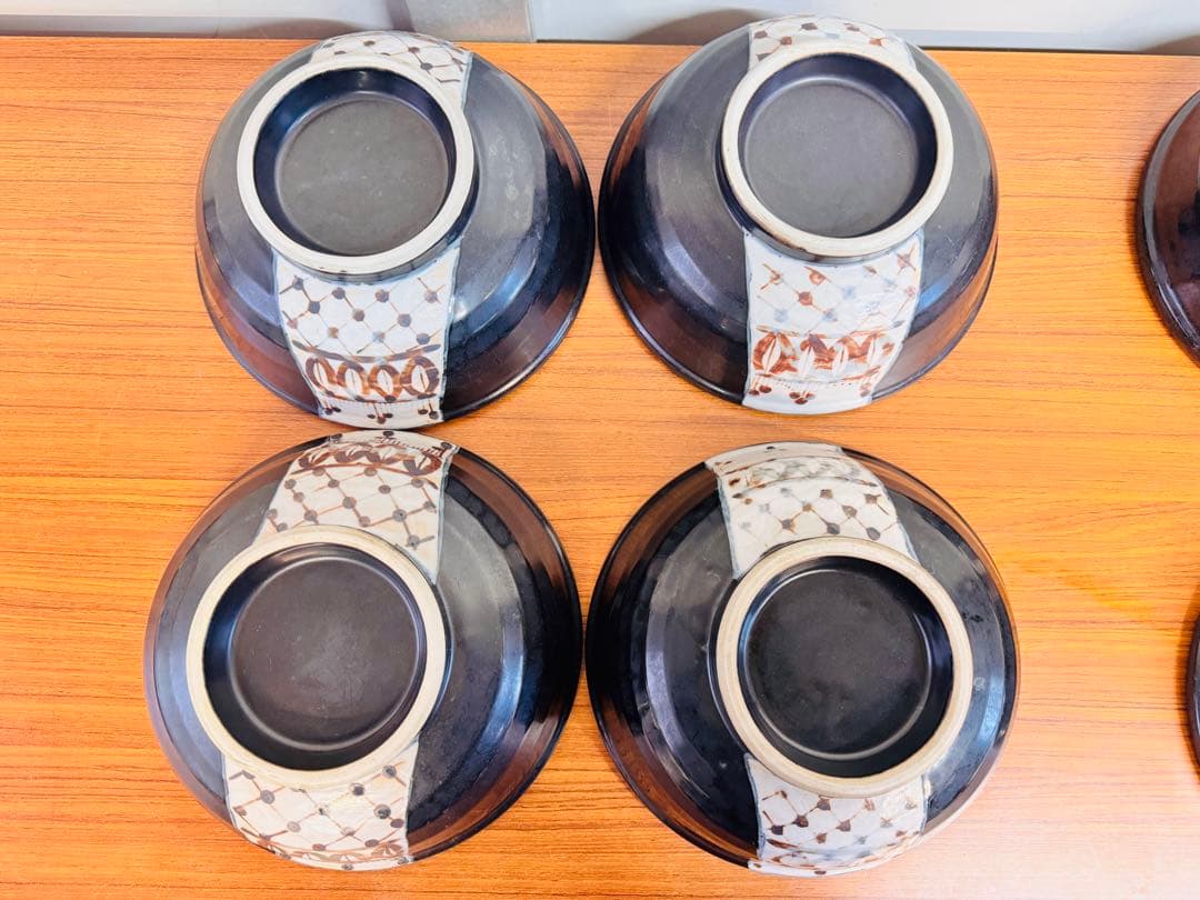 ラーメン丼 8点セット 和風 陶器 黒系 未使用保管品