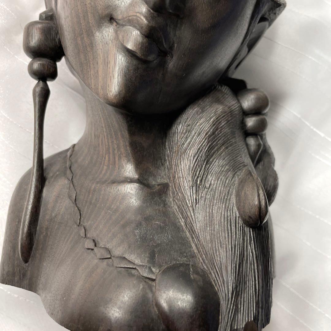 希少品✨　バリ島　アイアンウッド（鉄木）てつぼく　ウリン　美しい女性　木彫像