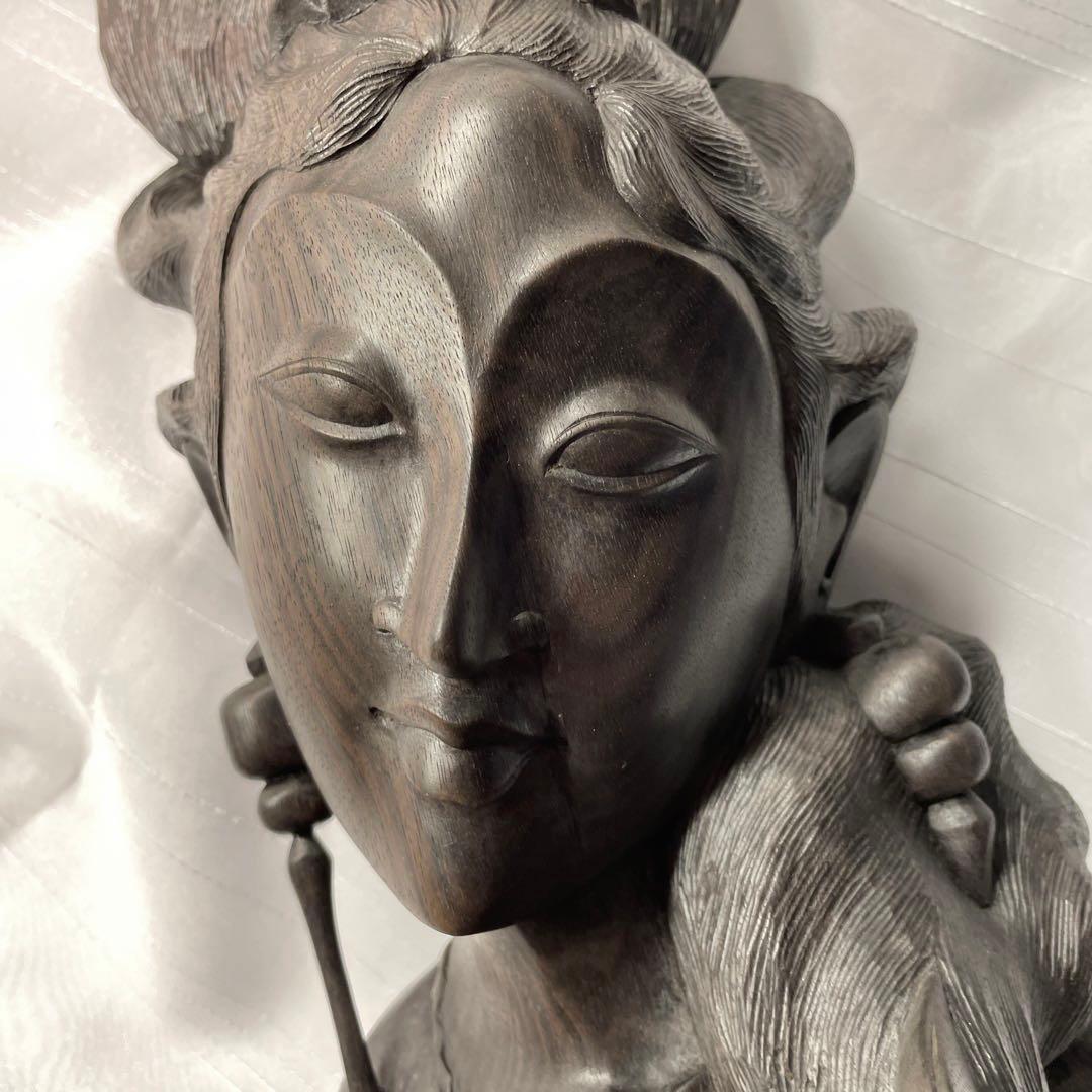 希少品✨　バリ島　アイアンウッド（鉄木）てつぼく　ウリン　美しい女性　木彫像