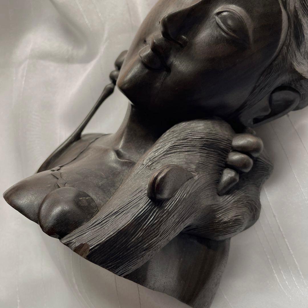 希少品✨　バリ島　アイアンウッド（鉄木）てつぼく　ウリン　美しい女性　木彫像
