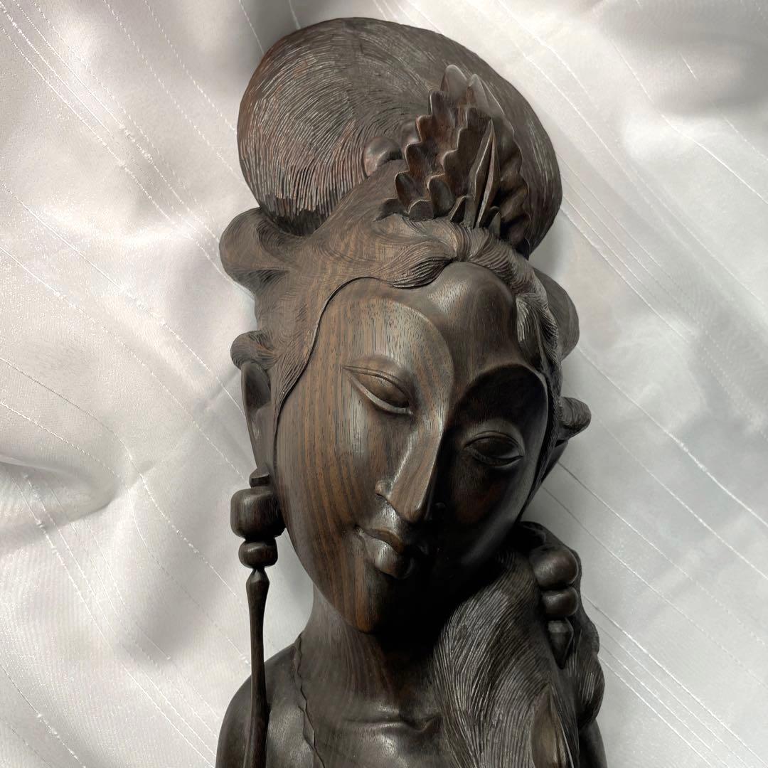 希少品✨　バリ島　アイアンウッド（鉄木）てつぼく　ウリン　美しい女性　木彫像