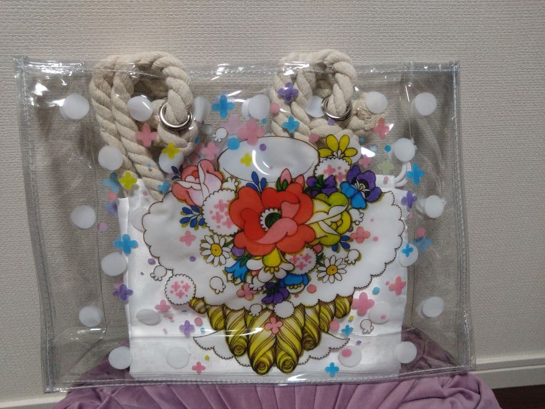 高橋真琴　ロープハンドルクリアバッグ「花帽子の少女」　高橋真琴展