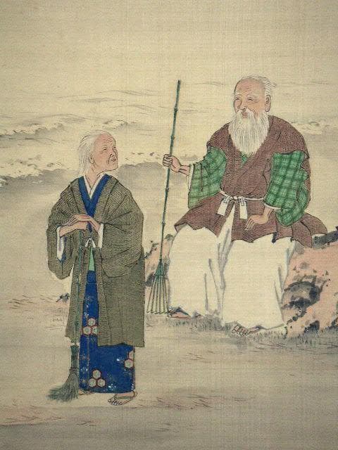 ♥掛軸　日本画　高砂図　【 鶴年 】　掛け軸　骨董品