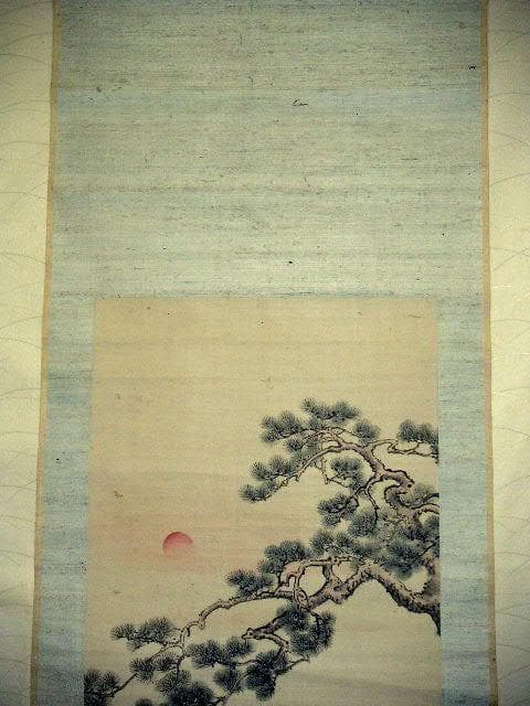 ♥掛軸　日本画　高砂図　【 鶴年 】　掛け軸　骨董品