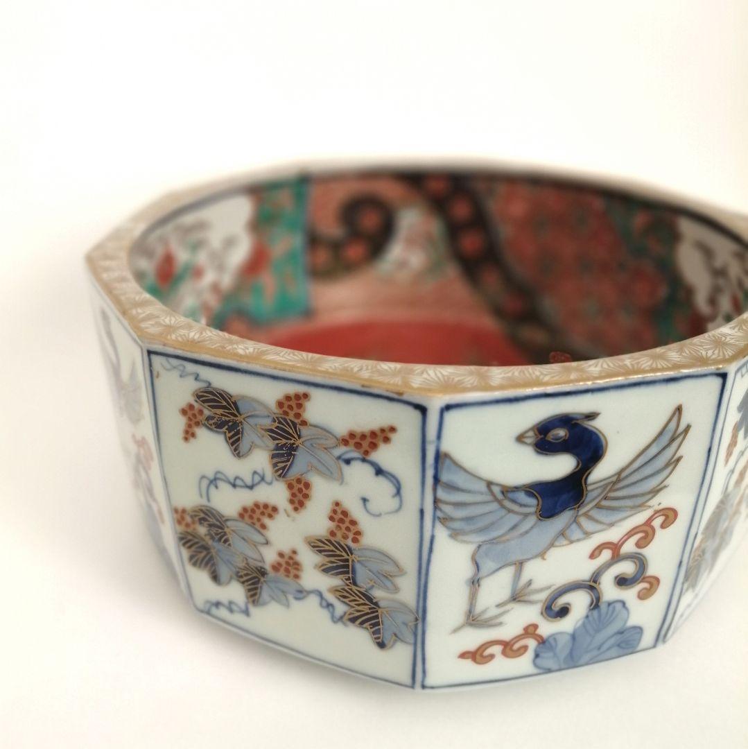 古伊万里　天使図　色絵　エンジェル　富貴長春　10角　大鉢