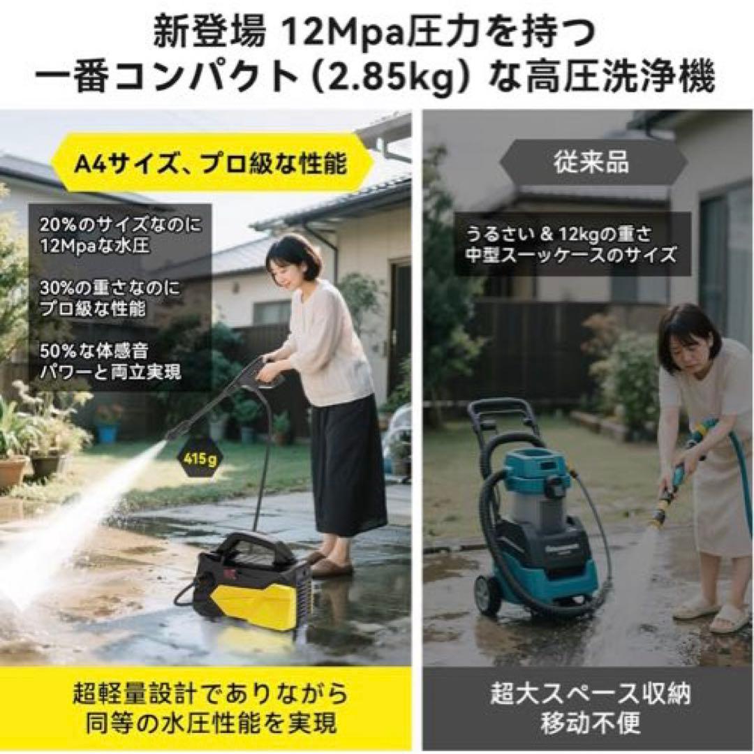 高圧洗浄機12MPa 小型 低騒音 水道直結＆自吸両用 温水対応