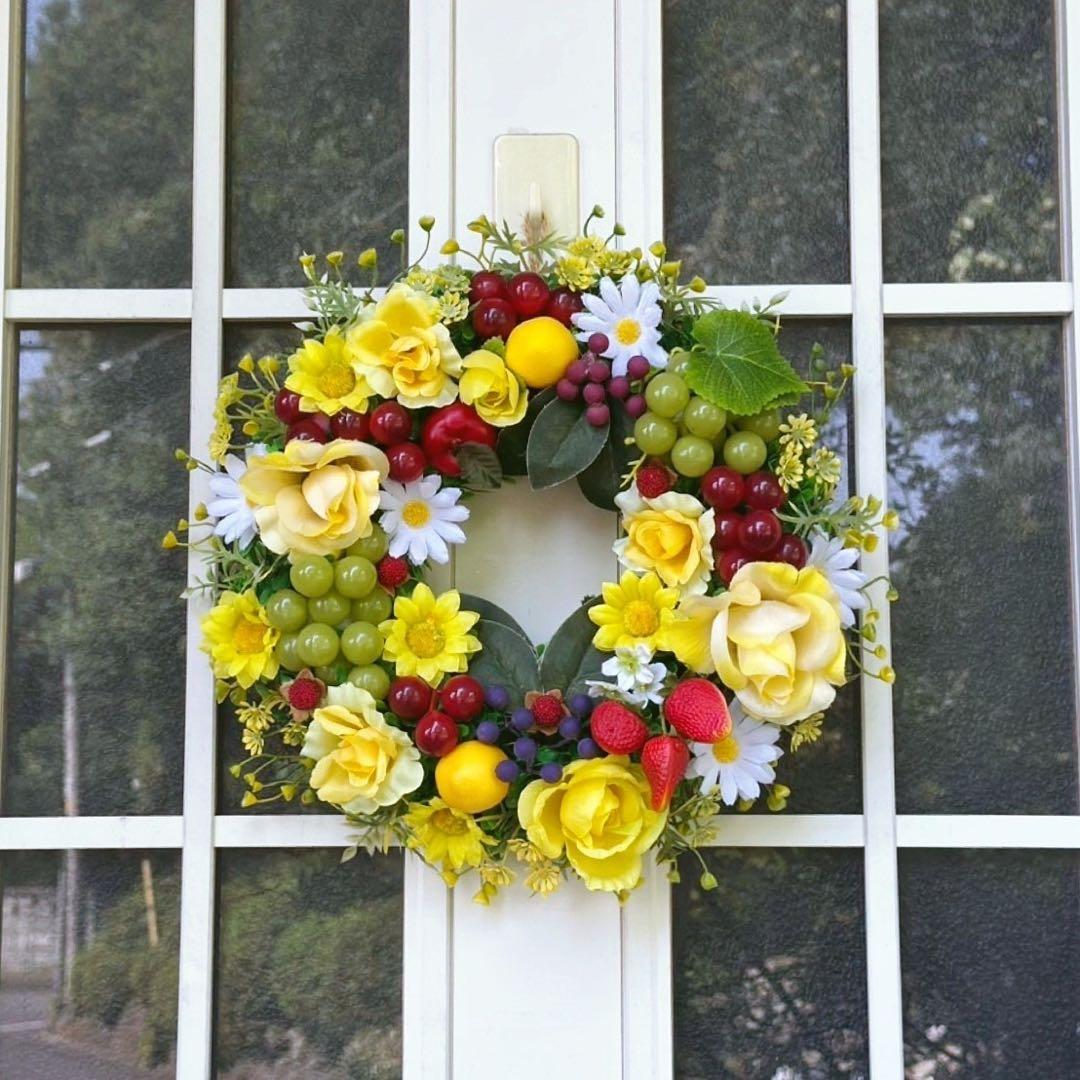 アンティーク調スワッグ風、フルーツフラワーリース*¨*