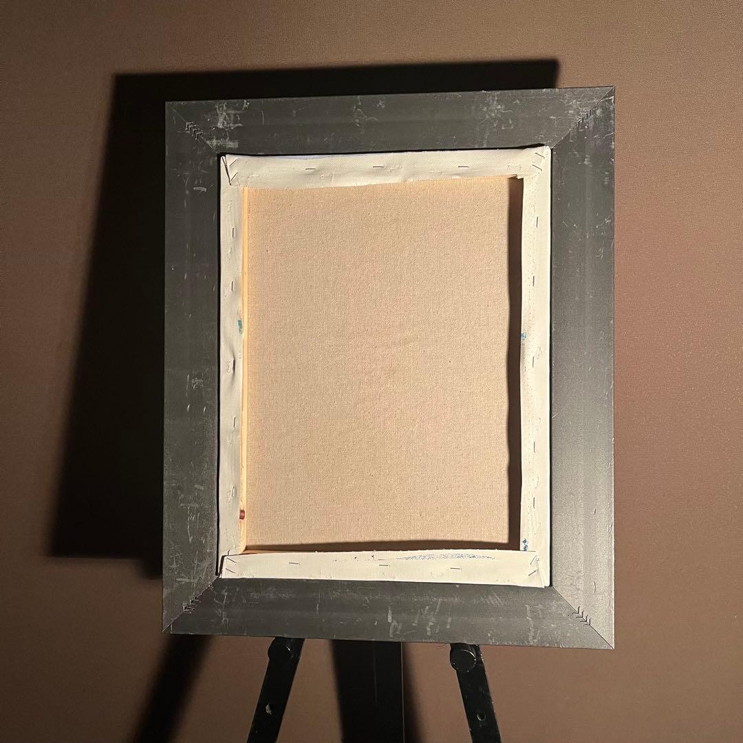 手書き油絵 sun set 夕陽 額付 インテリア 油彩画 肉筆絵画