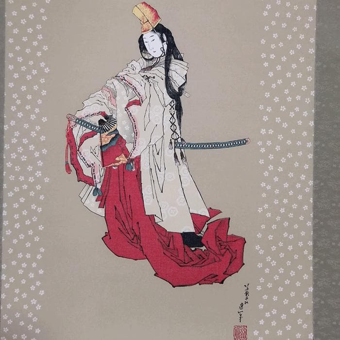 【静御前】掛け軸　白拍子　葛飾北斎