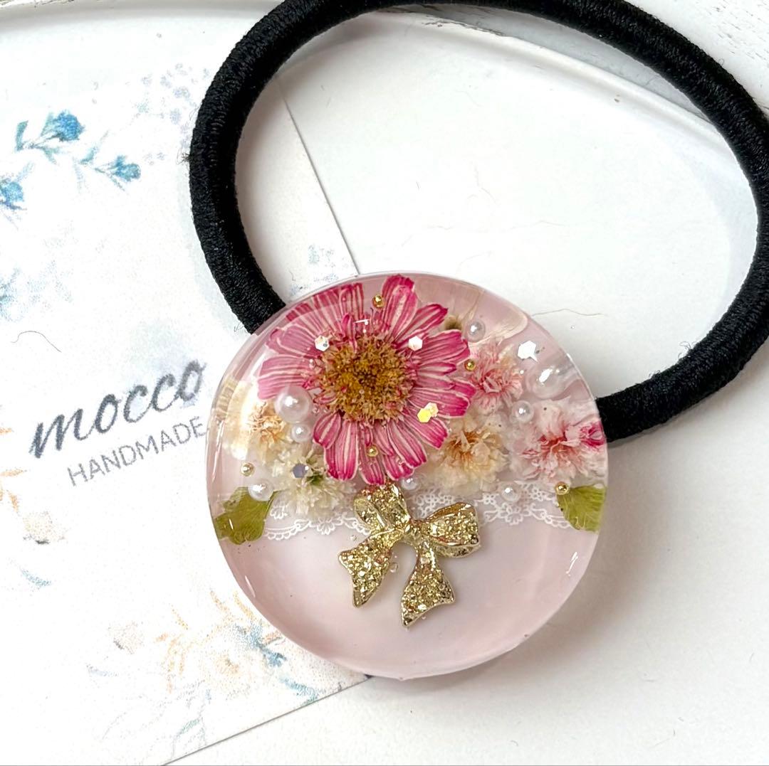 レジンヘアゴム ポニーフック　ドライフラワー　No.326