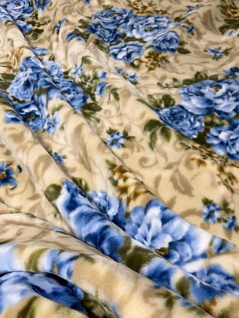 西川産業 ブランケット ベージュ×ブルー ２枚合わせ 二重 厚手