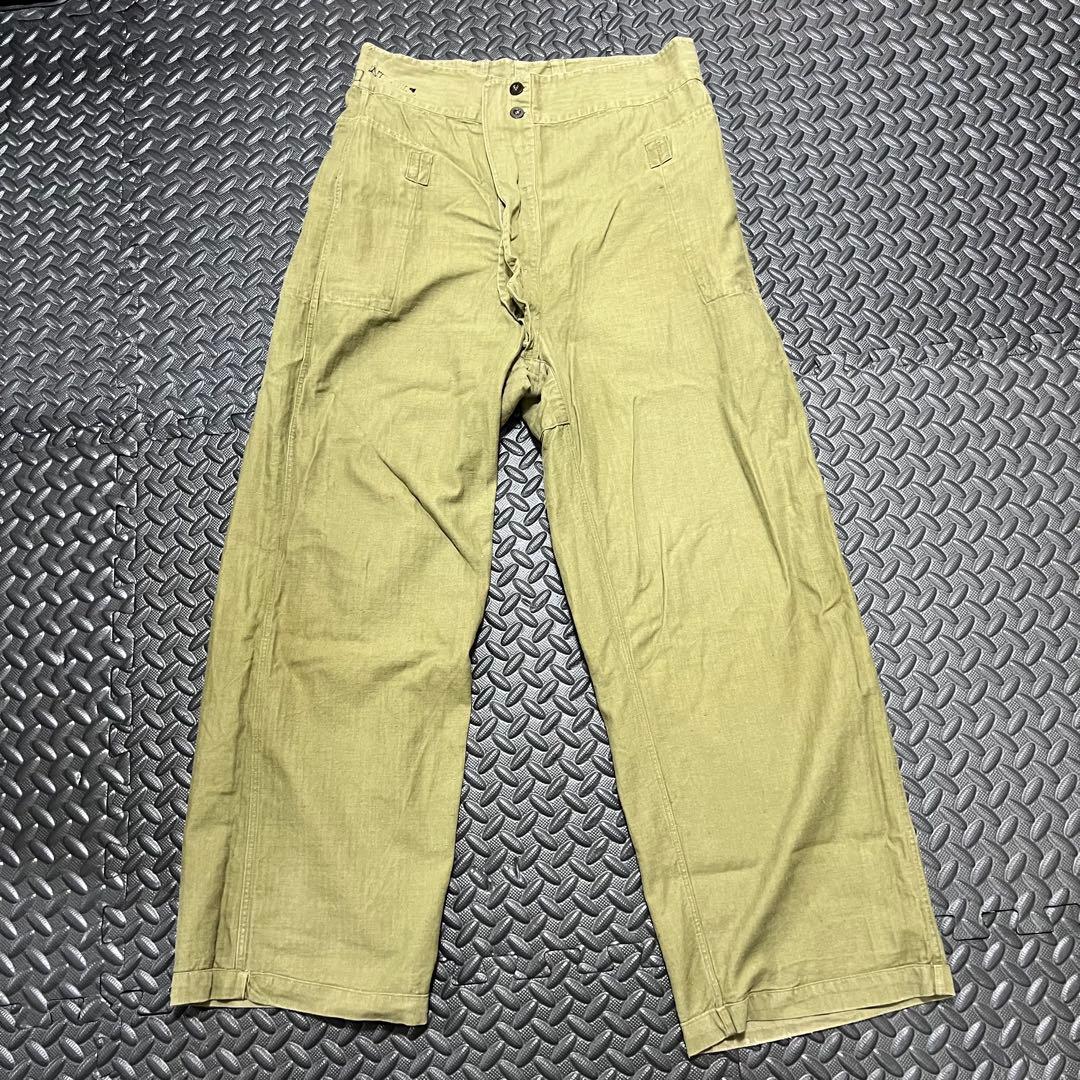【実物】40s US ARMY M-43 HBT パンツ フランス軍スタンプ