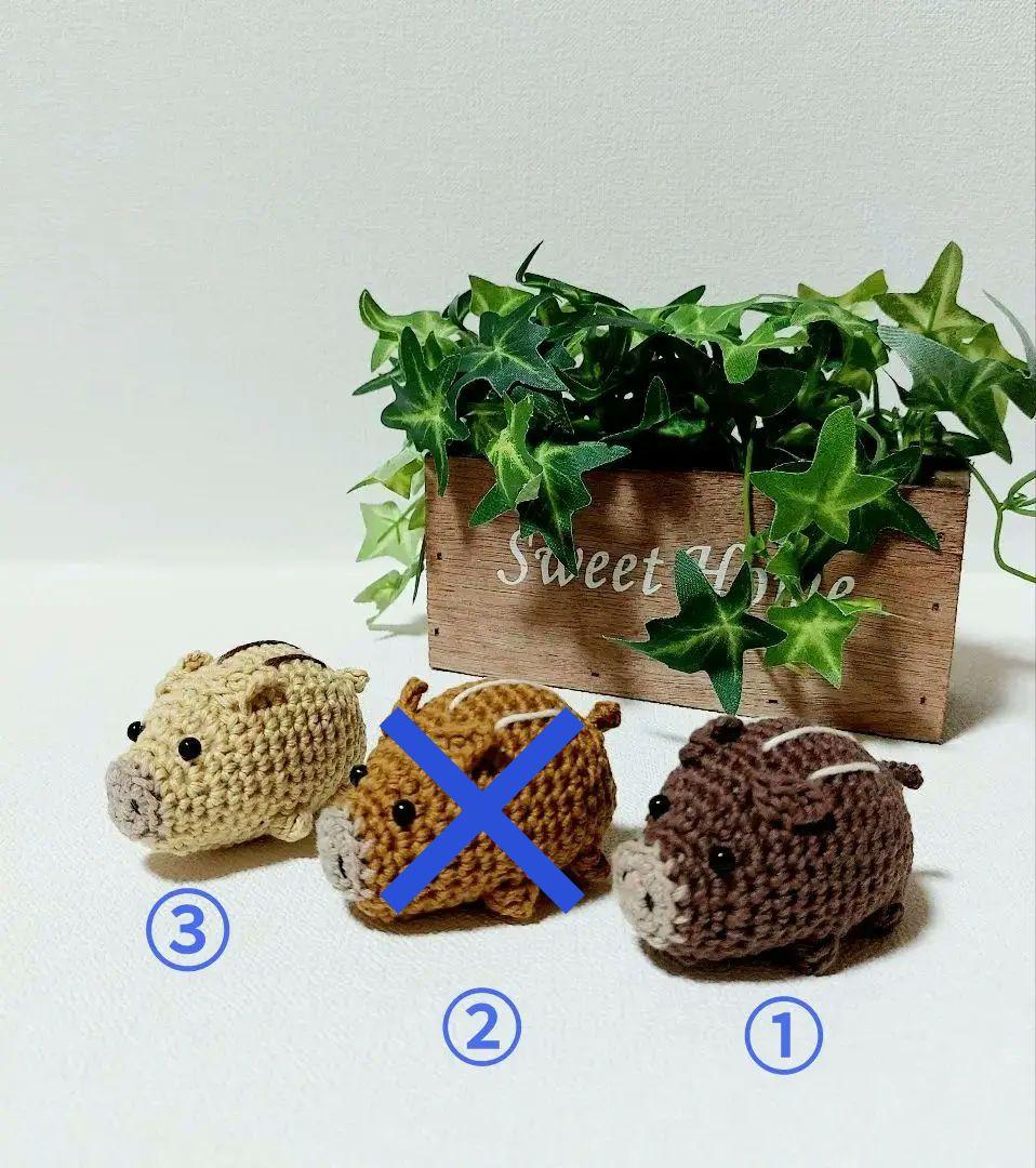 あみぐるみ　うり坊　イノシシ　どんぐり　もみじ　【受注製作になります】