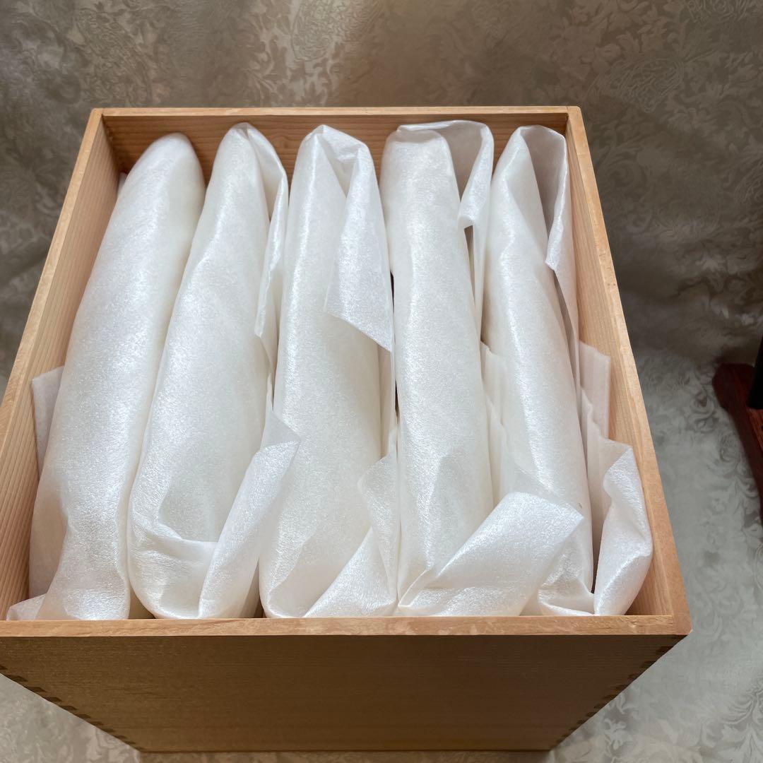 有田焼【華山萬右衛門】染付唐草　大皿揃　５枚組　輪花　桐箱　共箱