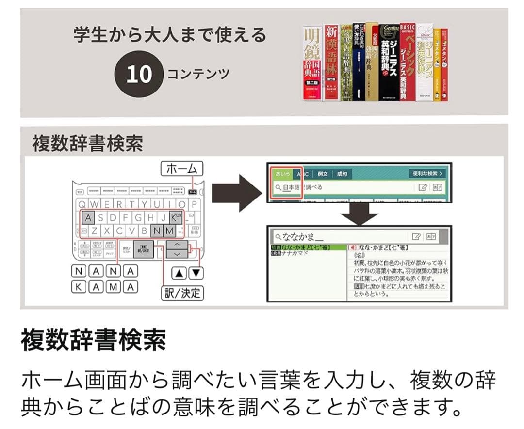 【美品・動作良好】カシオ 電子辞書 エクスワード XD-EZ4000 ホワイト