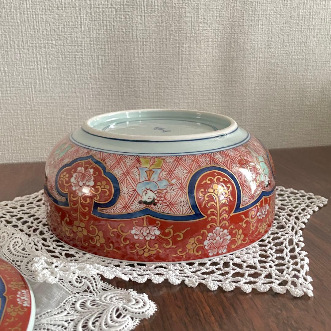 【極美品】有田焼 古伊万里様式 蓋付大鉢 豪華金彩 唐子遊戯図 骨董市一点物
