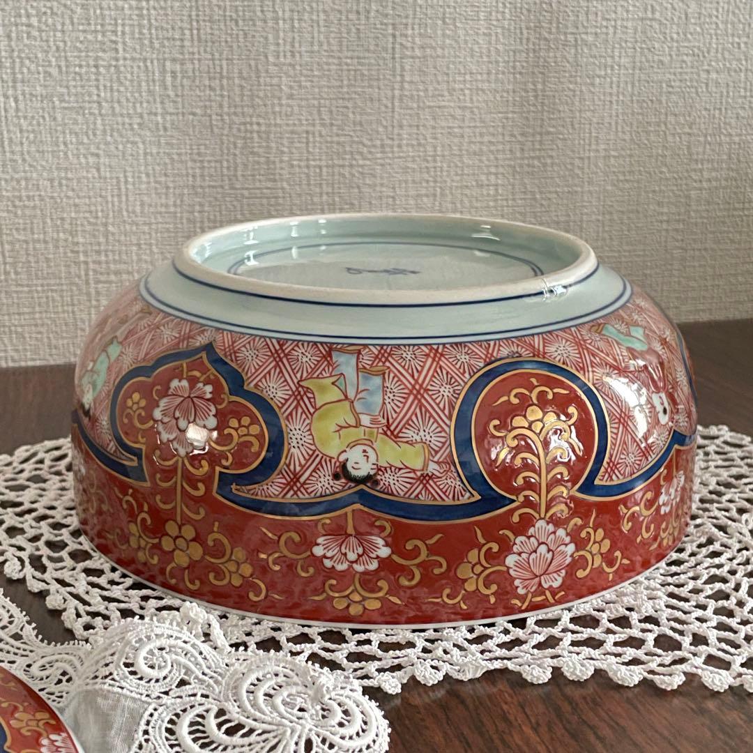 【極美品】有田焼 古伊万里様式 蓋付大鉢 豪華金彩 唐子遊戯図 骨董市一点物