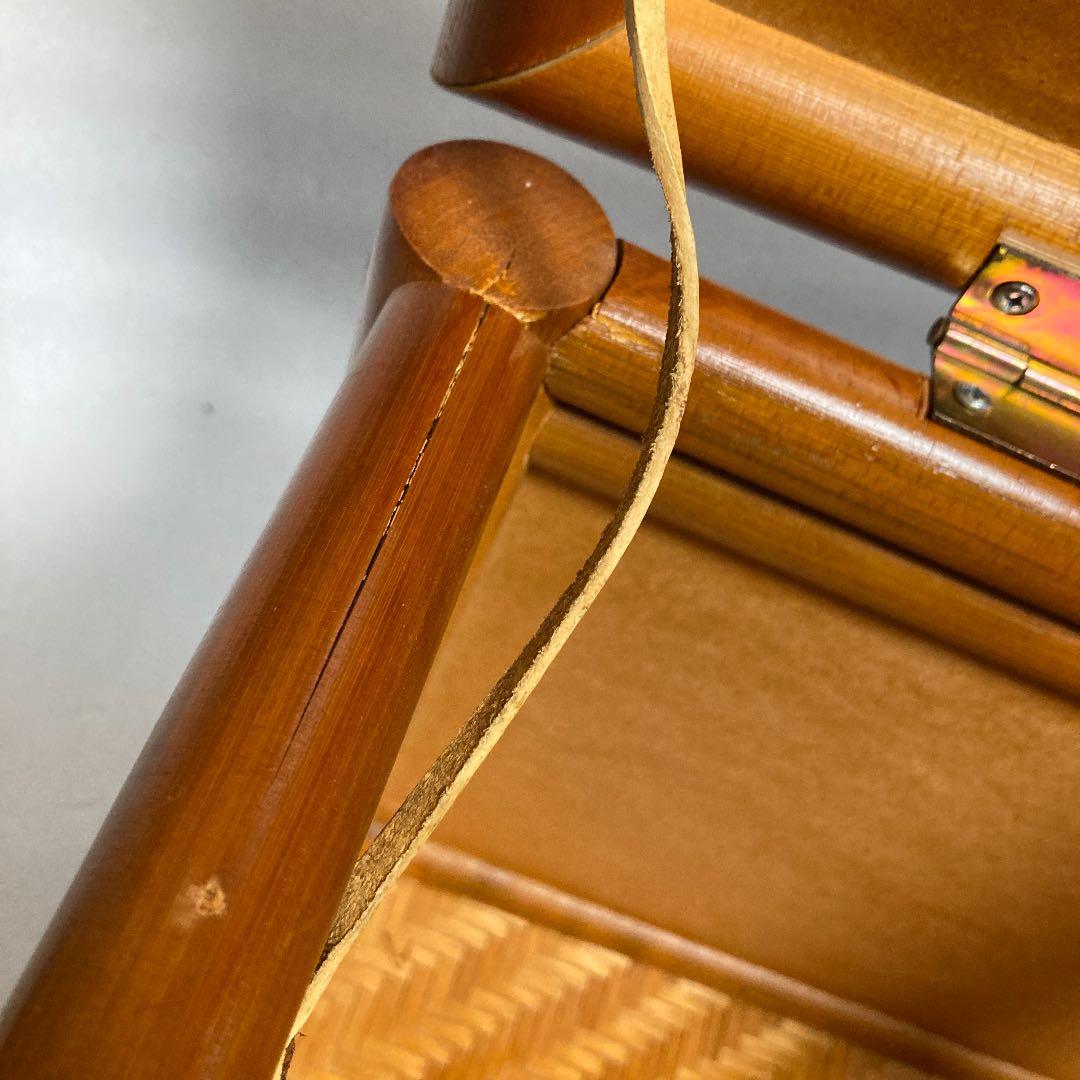 昭和レトロ　竹かご籠 網代　竹籠ボックス　竹籠バスケットアンティーク家具　骨董品