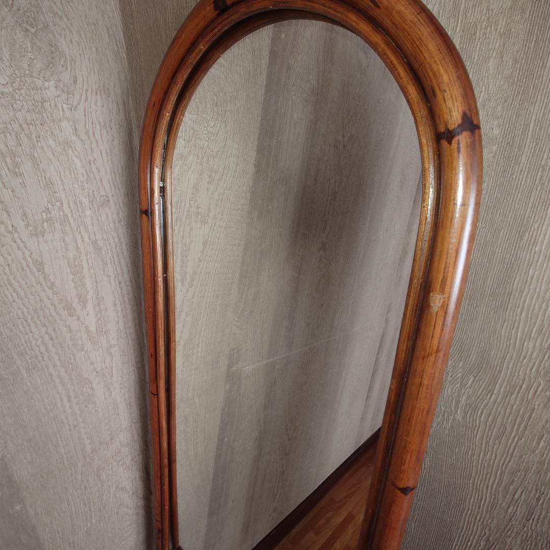 ラタン製スタンドミラー 高さ142cm【匿名配送】