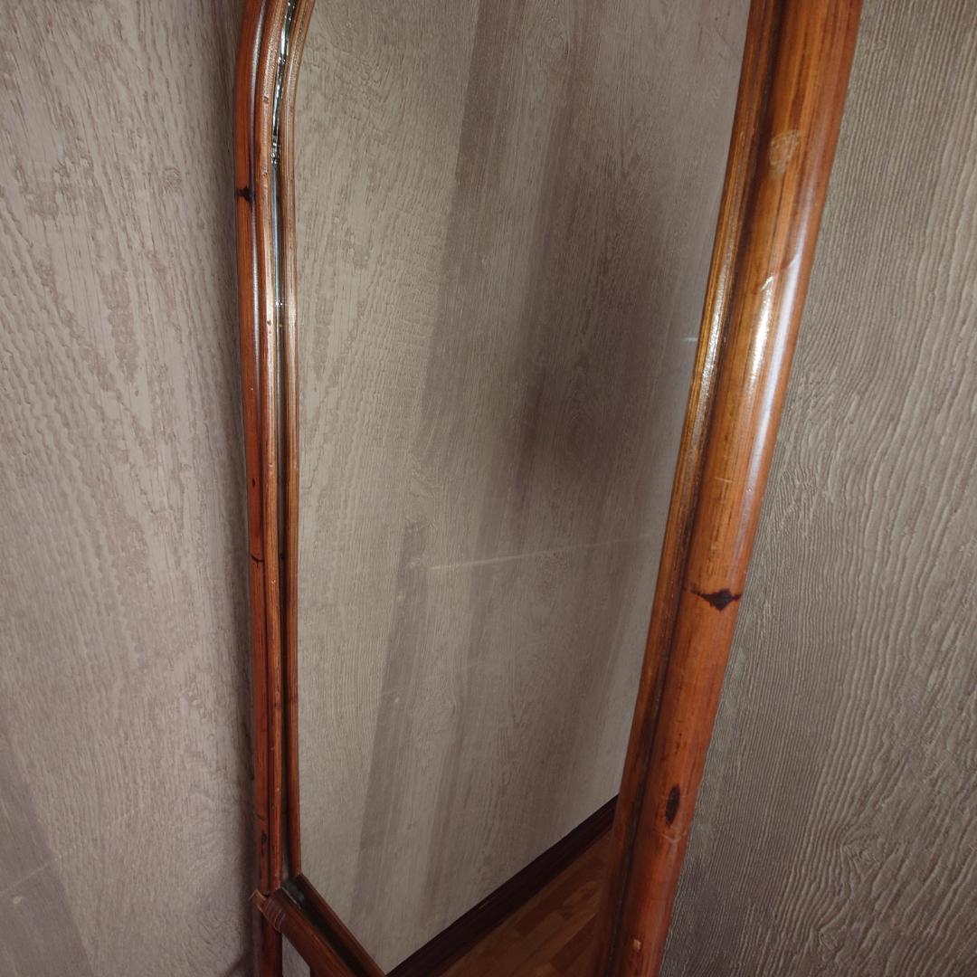 ラタン製スタンドミラー 高さ142cm【匿名配送】