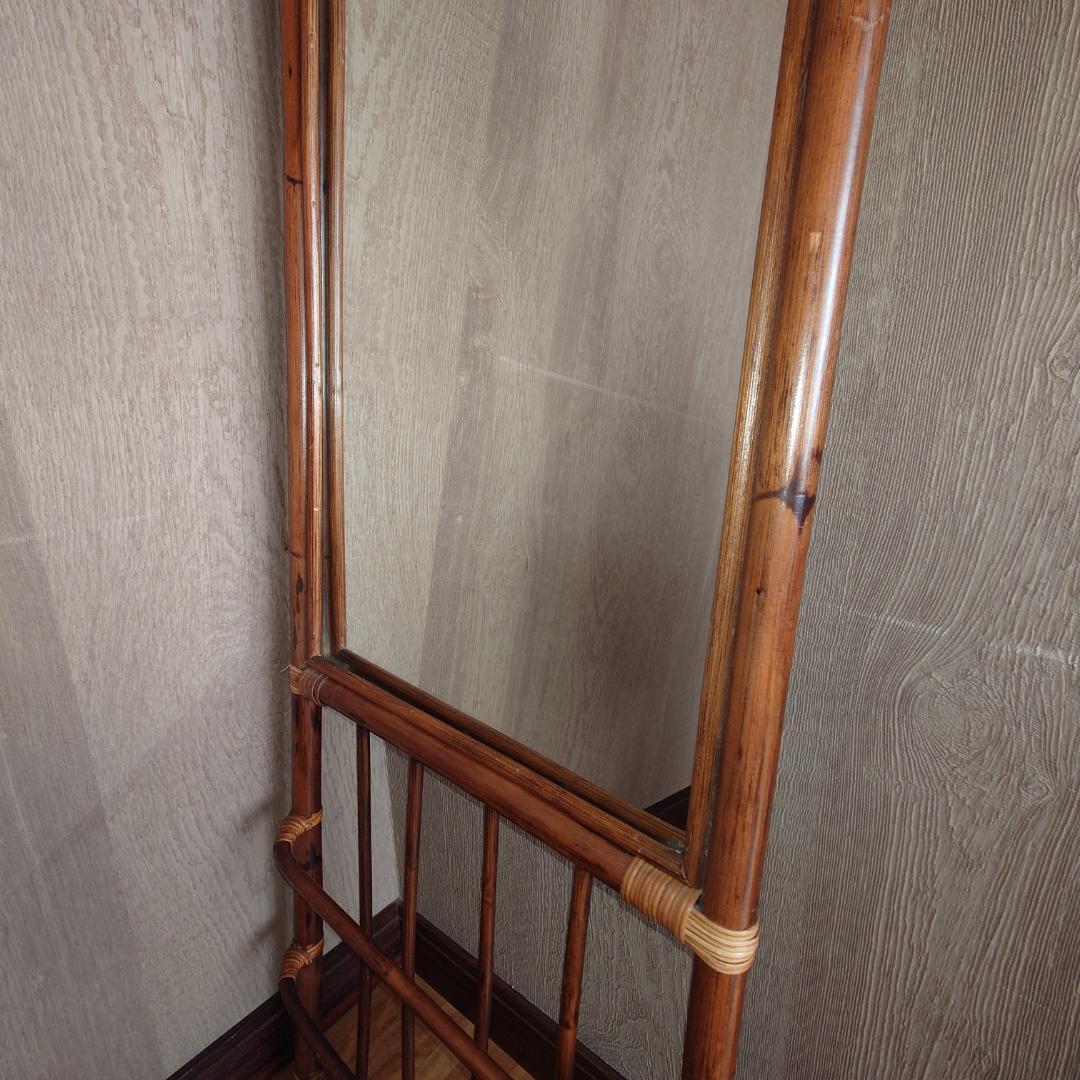 ラタン製スタンドミラー 高さ142cm【匿名配送】