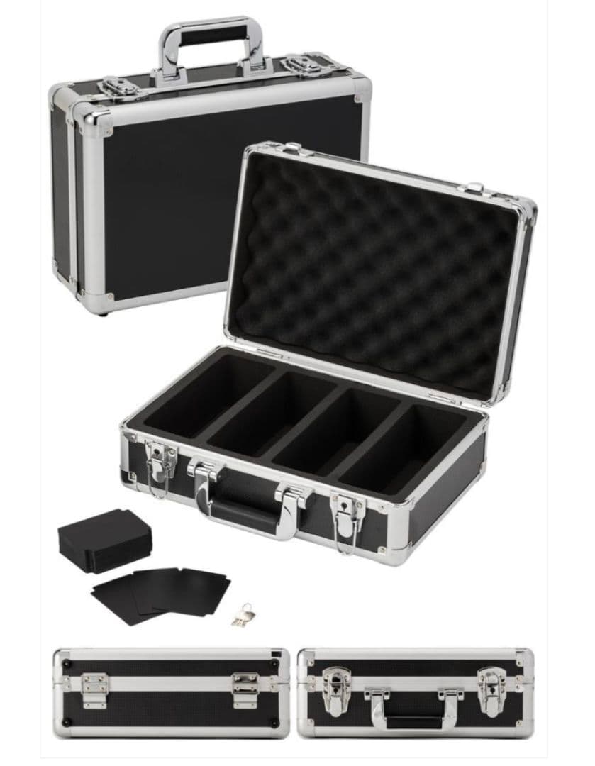 新品★トレーディングカード収納ケース カーボンブラック 鍵付き アルミ＆ABS製