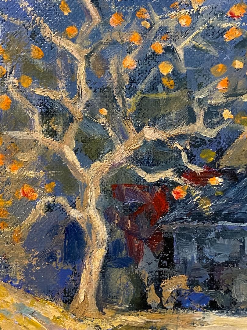 「真作」三塩雅博「ふるさと」風景画　油彩画　額装　サイン有り　F6号