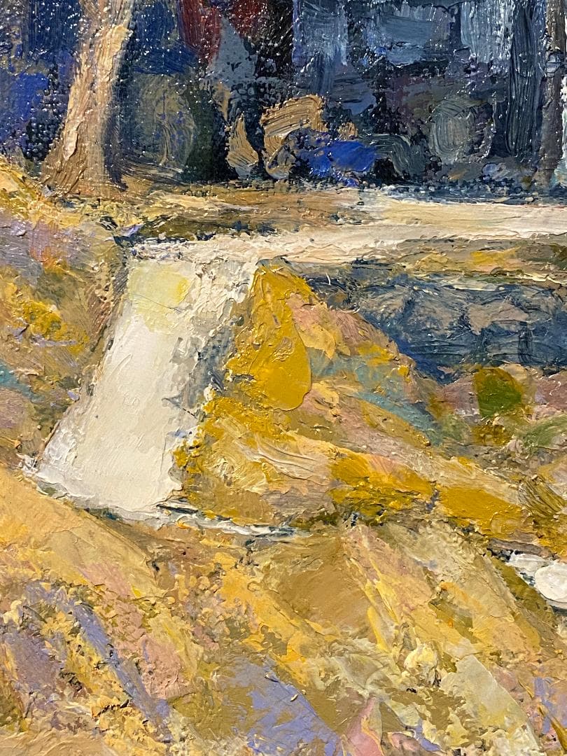 「真作」三塩雅博「ふるさと」風景画　油彩画　額装　サイン有り　F6号