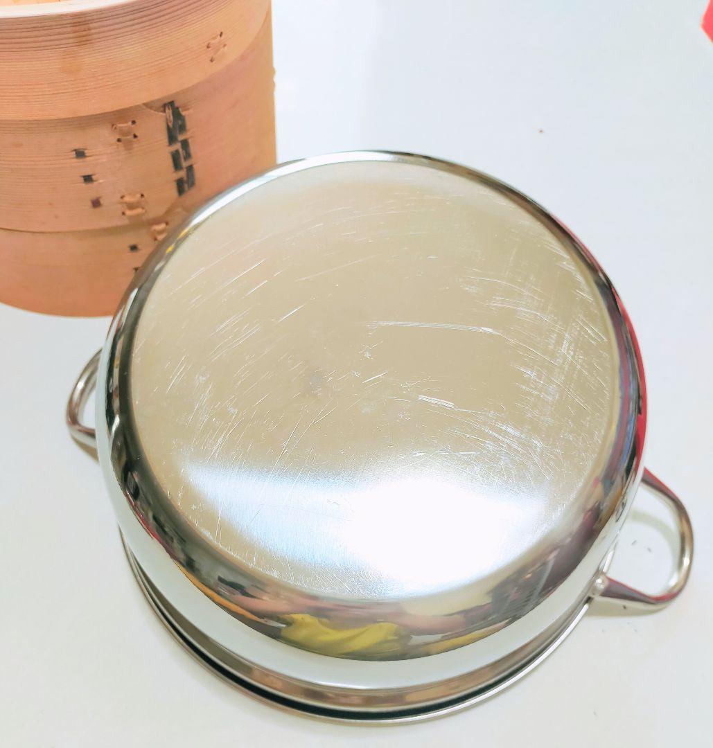 未使用 中華せいろ かごや 21cm 3段セット 竹 蒸籠 セイロ 蒸し器