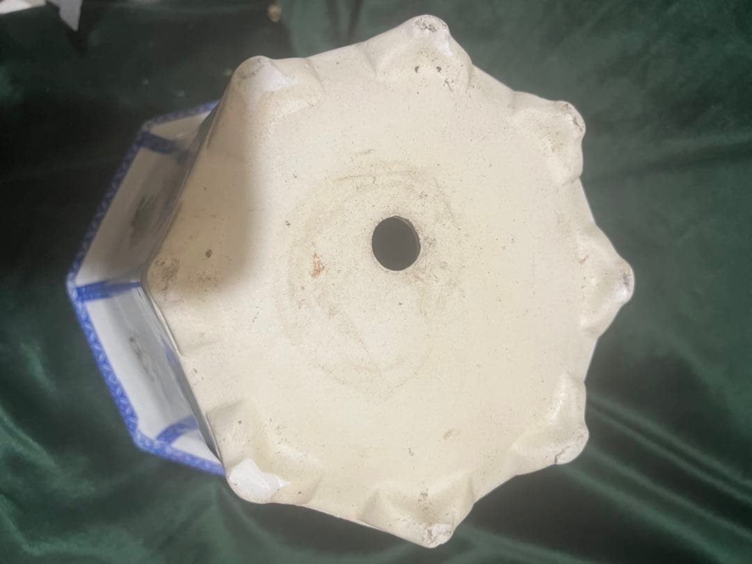 中國古代女子の瓷器植木鉢 中型 八角形