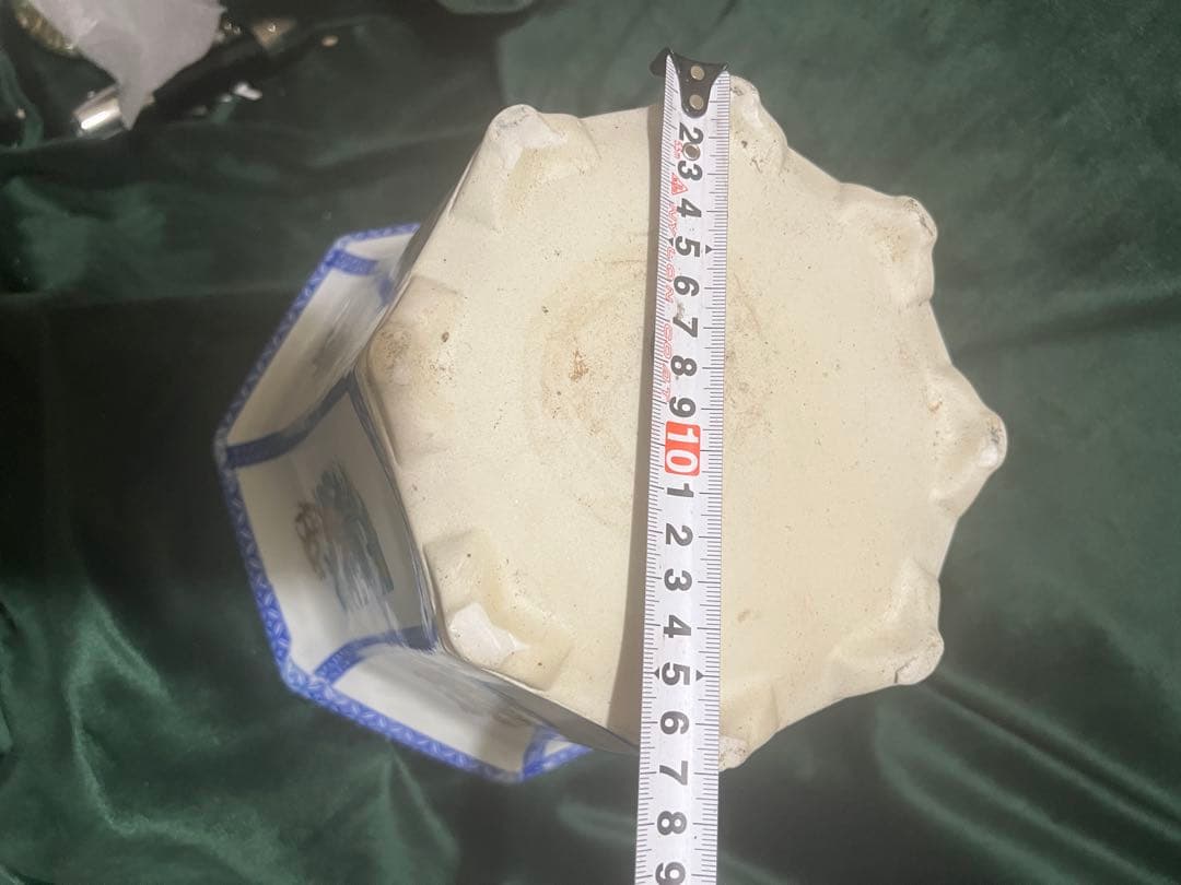 中國古代女子の瓷器植木鉢 中型 八角形