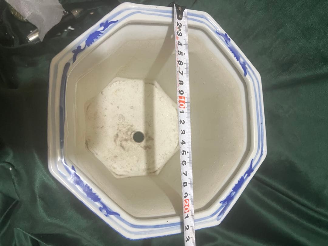 中國古代女子の瓷器植木鉢 中型 八角形