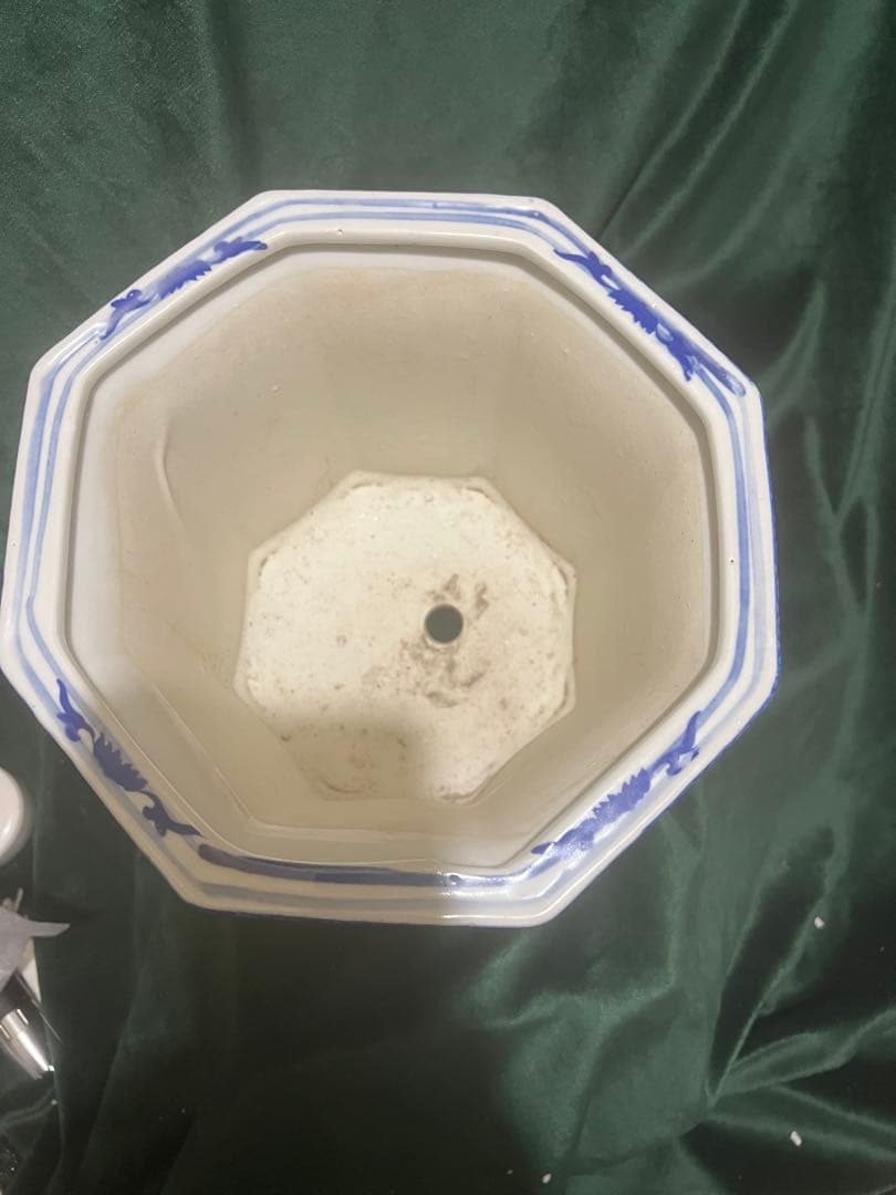 中國古代女子の瓷器植木鉢 中型 八角形