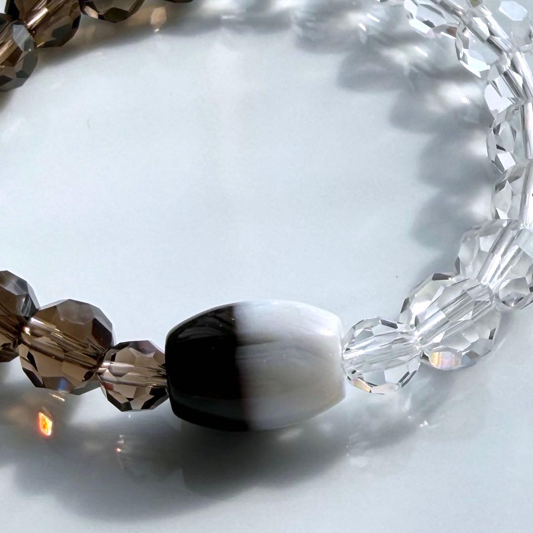 黒白天珠&バッキーボールブレスレット