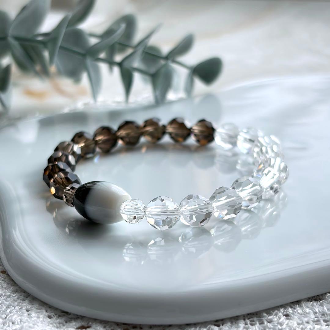 黒白天珠&バッキーボールブレスレット