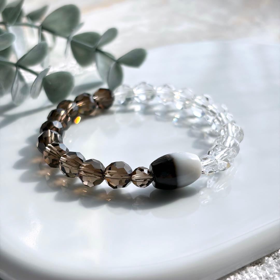 黒白天珠&バッキーボールブレスレット