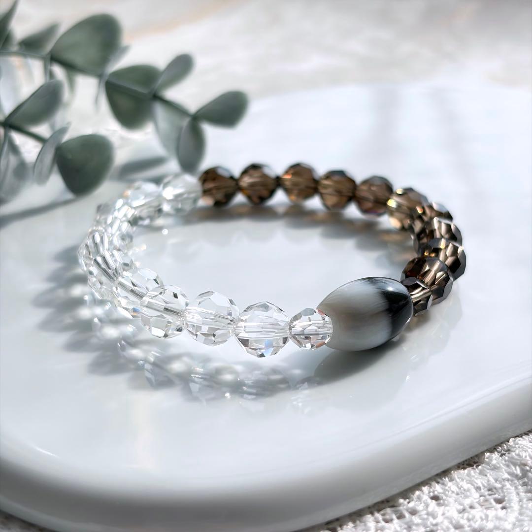 黒白天珠&バッキーボールブレスレット