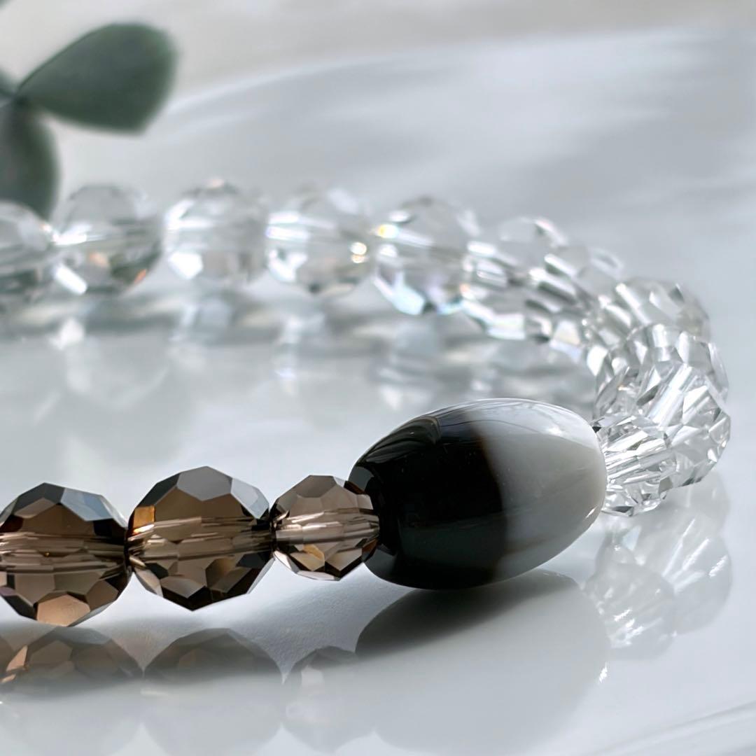 黒白天珠&バッキーボールブレスレット