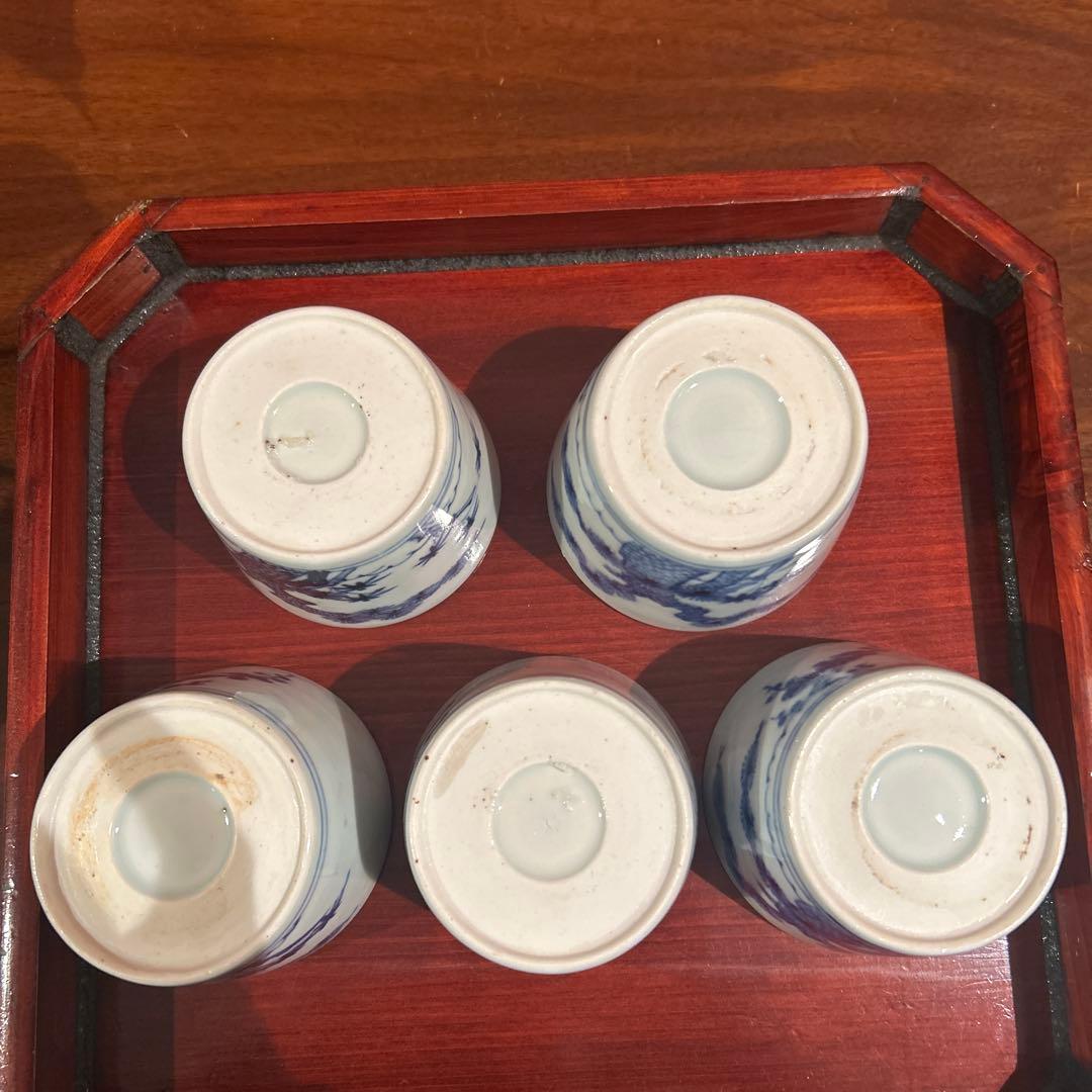 はちまんたろう　古伊万里 染め付け　蕎麦猪口　江戸後期　5客セット