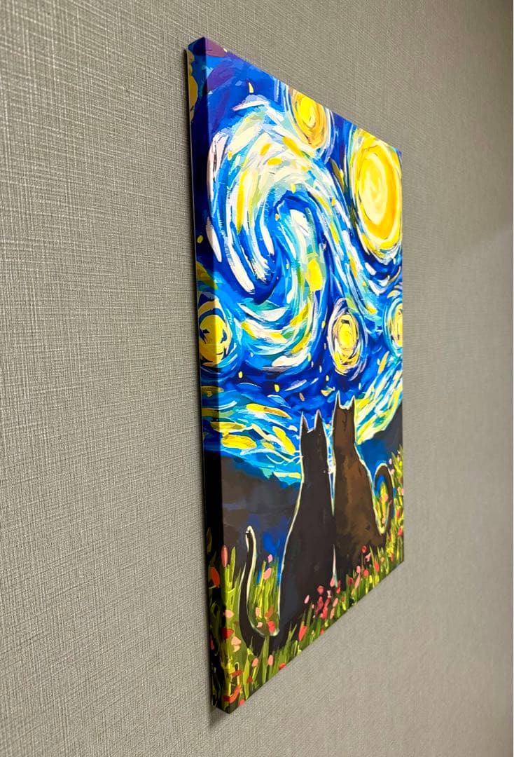 No.218木枠付きキャンバスアート　ゴッホ　星月夜　オマージュアート