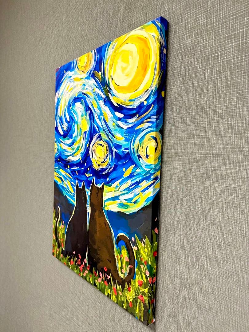 No.218木枠付きキャンバスアート　ゴッホ　星月夜　オマージュアート